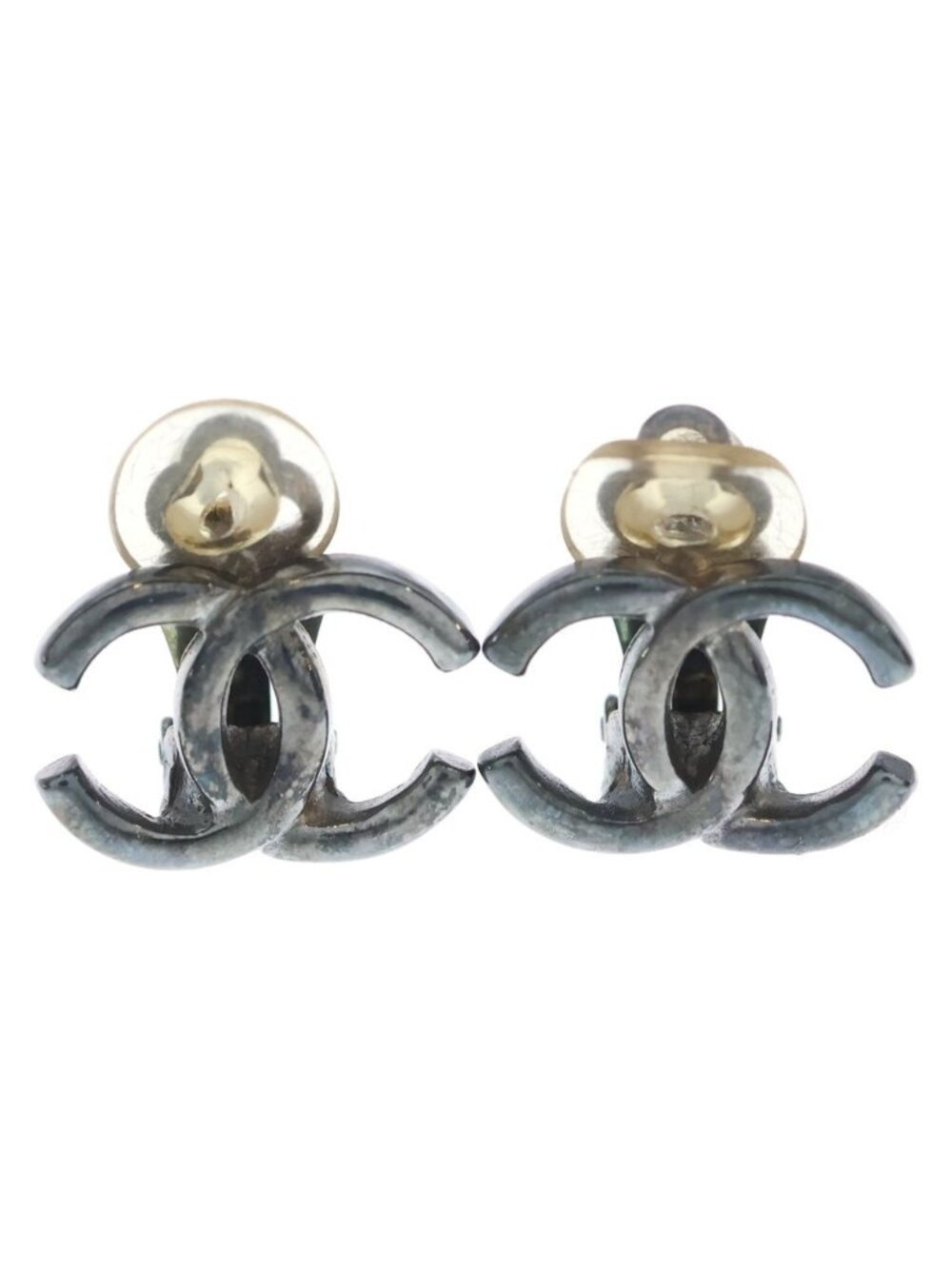 Chanel CC Logo Simple Earrings Silver